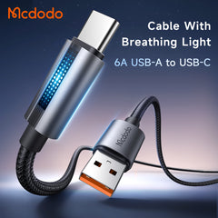 CABO DE CARREGAMENTO MCDODO USB-A TIPO-C COM LUZ RESPIRATÓRIA 1.2M