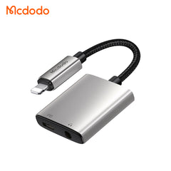 ADAPTADOR DE AUDIO MCDODO 2 EM 1 LIGHTNING PARA LIGHTNING + DC COM REPRODUÇÃO DE MUSICA 3,5 MM