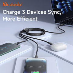 CABO DE DADOS MCDODO 3 EM 1 USB+TIPO-C+LIGHTNING