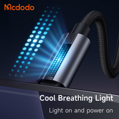 CABO DE CARREGAMENTO MCDODO TIPO-C PARA LIGHTNING 36W COM LUZ RESPIRATÓRIA 1.2M