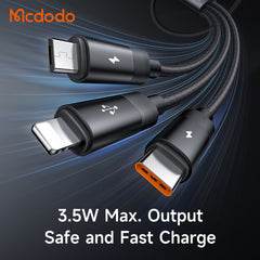 CABO DE DADOS MCDODO 3 EM 1 USB+TIPO-C+LIGHTNING