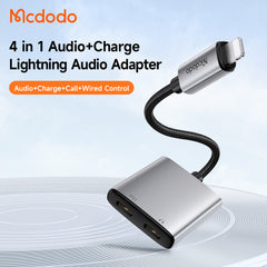 ADAPTADOR DE AUDIO MCDODO 2 EM 1 LIGHTNING PARA DUAL LIGHTNING COM REPRODUÇÃO DE MUSICA  + CHAMADA