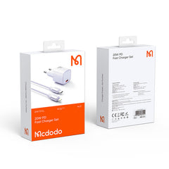 KIT CARREGADOR + CABO MCDODO 20W TIPO C PARA LIGHTNING